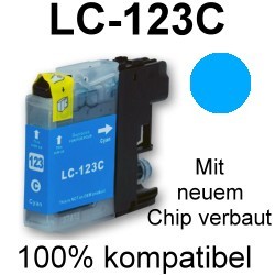 Drucker-Patrone kompatibel Brother (LC-123C) Cyan, CP-J 132W/152W/152WR/4110DW/4110W/552DW/752DW, MFC-J 245/4310DW/4410DW/4510DW/4610DW/4710DW/6520DW/6720DW/6920DW/870DW